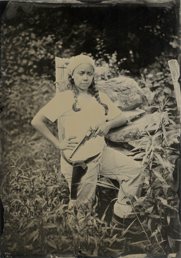 tintype self portrait with pistol